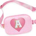 Kids Fanny Pack for Girls, Initial Pink Toddle Belt Crossbody Purse Sling Bag, 4 5 6 7 8 9 10 11 12 13 Year Old Little Girl Birthday Gift Ideas (A)