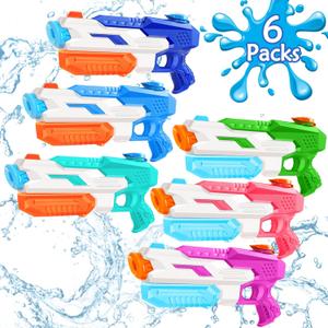600cc Water Gun for Kids Adults 6 Pack Squirt Blasters Super Water Gun Soaker with Long Range High Capacity for Boys Girls Summer Swimming Pool Beach Outdoor Water Fighting Play Toys Party Favors (Multicolored)