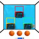 Trampoline Basketball Hoop with 3 Hoops and 3 Balls, Lightweight Basketball Hoop for Trampoline, Easy to Install with Universal Attachment