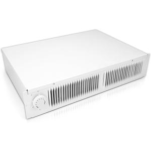 112 Electric Kickspace heater with thermostat, covers 150 sq. ft. at factory-rated voltage, suitable for kitchens, bedrooms, bathrooms, and other kick spaces. 120V/240V-1500W, white