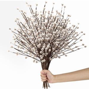 Winter Decorations 12Pcs Artificial Berry Stems White Berry Picks for Christmas Holiday Home Centerpieces Decor (Cream)