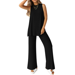 PRETTYGARDEN Women's 2 Piece Lounge Set 2025 Summer Casual Loose Tank Top Wide Leg Pants Matching Travel Outfits Tracksuit