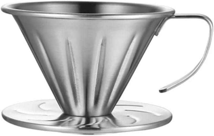 Pour Over Coffee Dripper, Stainless Steel Reusable Cone Coffee Filter, V Shaped Dripper Coffee Filter with Handle, Metal Coffee Pot Filter Cup