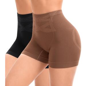 Slip Shorts for Under Dresses Seamless Shaping Boyshorts Panties Tummy Control Underwear Shapewear for Women 2 Pack (Medium)