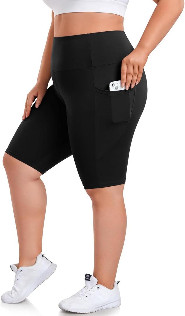 we fleece Plus Size 8" Biker Shorts with Pockets - High Waisted Spandex Yoga Shorts for Women, Workout Gym Cycling Athletic 2XL