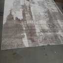 VK·LIVING Washable Rug Modern Area Rug Low Pile Bedroom Rug, Thin Living Room Rug with Non Slip Backing No Shedding Large Area Rug Lightweight Abstract Machine Washble Rug for Home, Brown,  96" x 120"
