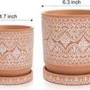 Set of 2 Terracotta Plant Pots 4 Inch 6 Inch, Small Medium Clay Planter Pot, Ceramic Cactus Flower Succulent Pot with Drainage Hole and Saucer for Indoor Outdoor Plants