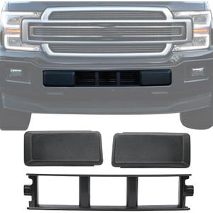 Front Bumper End Cover Lower Insert Grille Trim Panel Set Compatible with 2018-2020 Ford F150 Replacement JL3Z-17E810-AB JL3Z-17E811-AB JL3Z17B968BB