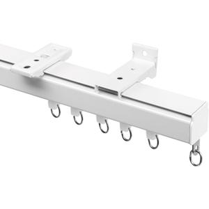 Smooth Ceiling Curtain Track with Roller Hooks, White, 3ft-6ft