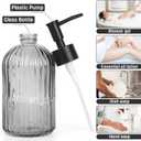 2 Pack 11oz Glass Soap Dispenser with Plastic Pump, Vertical Stripe Design Refillable Hand Soap Dispenser for Hand Wash, Bathroom and Kitchen
