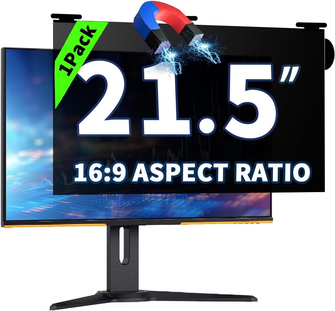 21.5 Inch Magnetic Hanging Computer Privacy Screen for 16:9 Widescreen Monitor, Removable Privacy Screen Anti Glare Blue Light Computer Screen Privacy Shield, Anti-Scratch (1 Pack Magnetic Hanging 21.5 Inch for 16:9)