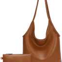 Montana West Slouchy Hobo Bags for Women Soft Designer Shoulder Purses Ladies Top Handle Handbag (1hawaiian Brown)