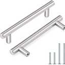 Probrico 5 Pack|4 Inch Hole Centers T Bar Cabinet Handles Drawer Pulls,Satin Nickel Cabinet Pulls Stainless Steel, Kitchen Cabinet Hardware for Cupboard Wardrobe Drawer Closet Nightstand
