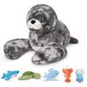 Niuniu Daddy 23" | 3.3 Pound Weighted Seal Plush for Kids Adults, Fat Large Seal Weighted Stuffed Animals, Chubby Body Pillow Plush Animal Toys for Sleeping for Presents Birthday Christmas Holiday