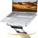 Nulaxy Telescopic 360 Rotating Laptop Stand for Desk Adjustable Height Swivel Pull Out Design Ergonomic Laptop Riser Fits All 10-17" Laptops Computer MacBook, Silver