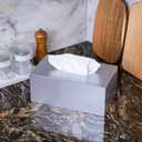 PEMAR Rectangular Lacquer Tissue Box, Handmade Rectangle Tissue Holder Decorative Napkin Dispenser Organizer Rustic Farmhouse Vintage Decor (Silver)