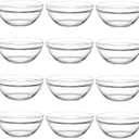 Stackable Clear Glass Pinch Bowls, 12 Pack Small Prep Dishes for Spices, Dipping Sauces, and Ice Cream Toppings - Dishwasher, Microwave, and Freezer Safe (3 Fl Oz)