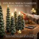 4 Pcs Flameless Taper Candles, Christmas Tree Candles with Remote, Battery Operated Candlesticks - Snow-Covered Effect Design - 10 Inches Flickering LED Window Candle Lights