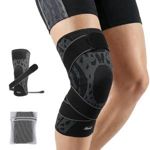 Wrestling Knee Pad, BJJ Knee Sleeve with Detachable Straps  Anti-Slip Compression Brace with Full Knee Cap Protection  for BJJ, Wrestling, Judo, MMA, Basketball, Tennis & Running Sports (Size M)