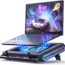 llano V10 Gaming Laptop Cooling Pad, RGB Laptop Cooler Stand with Powerful 4.72 Inch External Turbo Cooling Fan, Fast Cooling Computer 13-17.3in, Button Control, 3 Adjustable Stand, 4-Port USB C&A