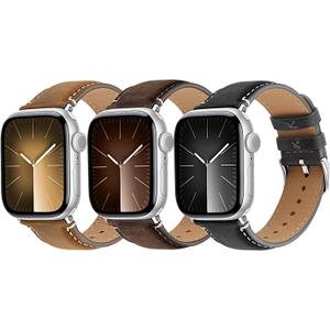 Wristitani 3 Pack Leather Bands Compatible With Apple Watch Bands 44mm 45mm 46mm 49mm 40mm 41mm 42mm for Men,Genuine Leather Replacement Straps for iWatch Ultra3/2/1 SE3/2/1 Series 11/10/9/8/7/6/5/4
