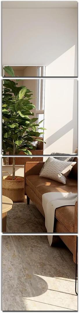 Home Gym Mirror Tiles for Wall, 12"x12"x4PCS Full Length Home Gym Workout Mirror for Garage, Bedroom, Living Room, Over The Door (Frameless)