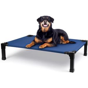 Heeyoo Cooling Elevated Dog Bed, Raised Dog Cot with Washable Breathable Mesh and Metal Frame, Portable for Indoor and Outdoor Use, Large, Navy (51"L x 36"W x 9.3"H)