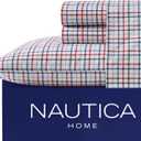 Nautica - Full Sheet Set, Cotton Percale Bedding Set, Crisp & Cool, Lightweight & Breathable (Boating Tattersall Red, Full)