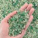 Crystal Chips Bulk Green Aventurine Crushed Quartz Stones Pebbles, 5-7mm Polished Tumbled Healing Crystal Chips Crushed Rocks Jade Pebbles for Aquarium, Garden and Home - 3 Lbs