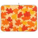 Autumn Maple Leaves Thanksgiving Dish Drying Mat for Kitchen Counter Absorbent Microfiber Drying Pad, Medium 16x18 in