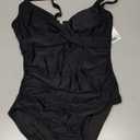 B2prity Women's Underwire One Piece Swimsuit Tummy Control Ruched Bathing Suit Criss Cross V Neck Swimwear (Medium, Black)