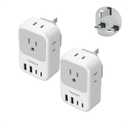 Type G Adapter for Travel 2 Pack, TESSAN PD 20W US to UK Plug Adapter with 4 AC Outlets 4 USB Ports (2 USB C), Ireland Power Adaptor for USA to England London British Scotland Dubai Hong Kong Kenya