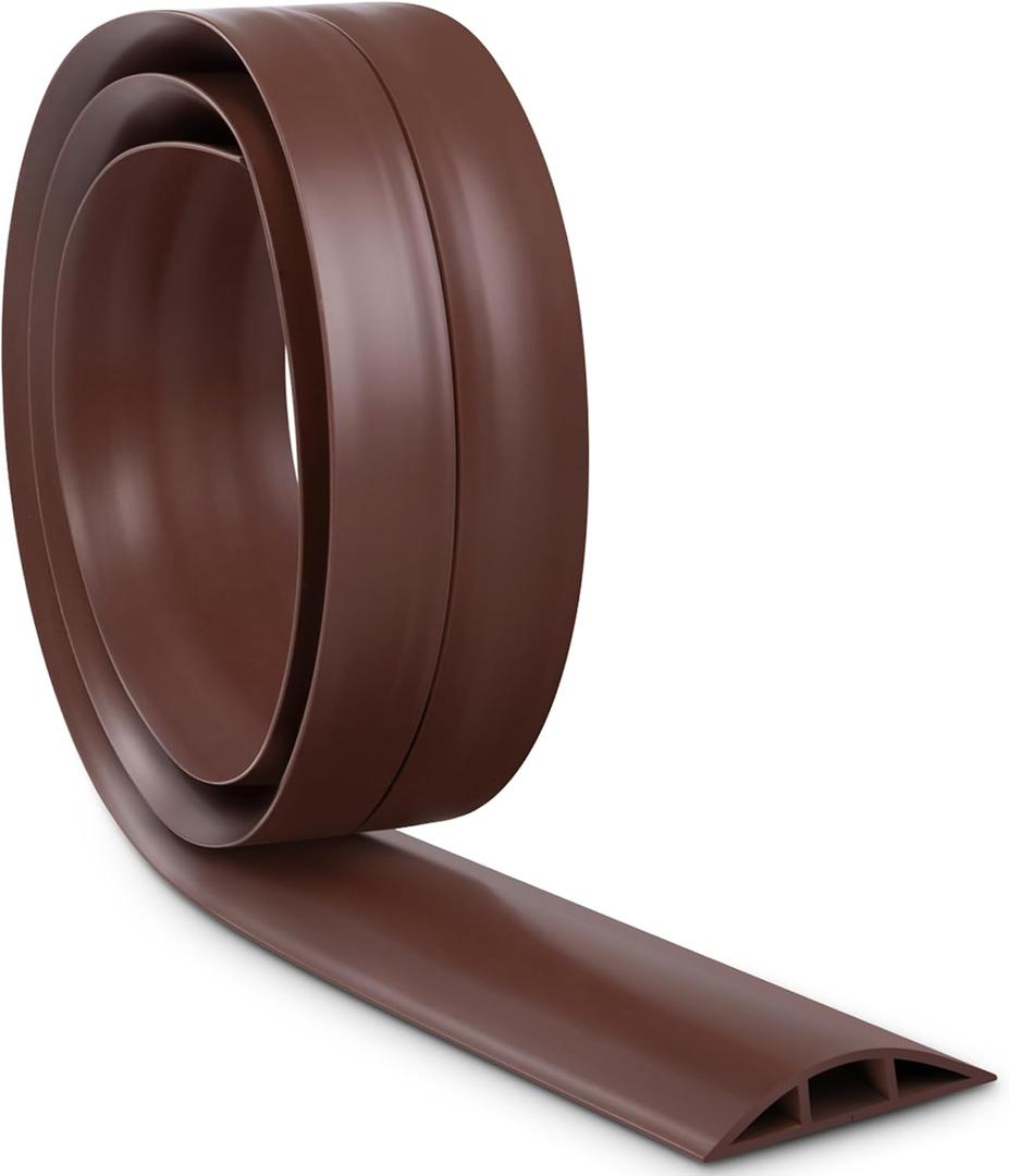 Cable Cover Floor 6FT, Brown Floor Cord Cover, Single Cord Protector Extension Cord Covers for Floor, Floor Wire Covers for Cords - Floor Wire Cover Cord Cavity: 0.47" (W) x 0.24" (H)