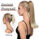 Clip in Ponytail Extension 18 Inch Drawstring Pony Tails Hair Extensions for Women Long Straight Curly Tail Hair piece Synthetic Fake Versatile Pony (Beach Blonde)