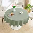 AUSSPVOCT Textured Tablecloth Round 60 Inch Waterproof Spill-Proof Wipeable Table Cloth Round Cover Wrinkle Free Circle Dining Tablecloths for Birthday Farmhouse Outdoor Party up to 44'' Dia Tables