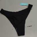 Aqua Eve Women Cheeky Bikini Bottom Brazilian High Cut Swim Bottom Low Rise Bathing Suit Bottom (Medium, Black)