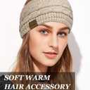 Loritta 4 Pack Womens Winter Headbands Fuzzy Fleece Lined Ear Warmer Cable Knit Thick Warm Crochet Headband Gifts (B Confetti(Black+Dark Gray+White+Beige))