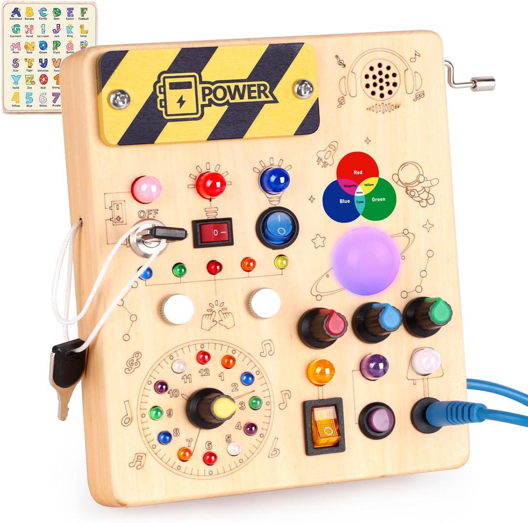 Konijiwa Busy Board, Montessori Toys for 1-3 Years Old Boys & Girls, Sensory Toys for Kids with Autism, Toddlers Learning Activity for Early Development (Busy Board v5)