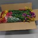 Rowfad 36 Bundles Artificial Flowers Outdoors UV Resistant Fake Plastic Spring Mum Flowers Colorful Silk Plants for Outside Porch Window Patio Home Decor(36, Red, Purple, Yellow, Rose Red)