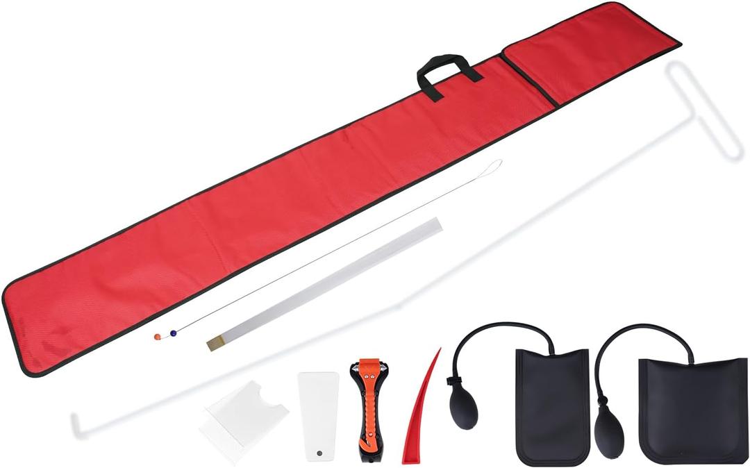 Car Safety Hammer, 2-in-1 Emergency Escape Tool for Car, Car Tools with J-Hook,Air Wedge Pump,Non-Marring Wedge and Carry Bag-10PCS