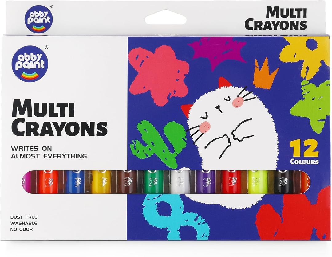 12 Colors Twistable Washable Window Crayons,Silky Non-Toxic Art Markers for Glass,Paper,Bath & Window Painting