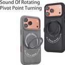 Case for iPhone 17 360 Rotating Stand, Upgraded PU Leather Military-Grade Shock-Resistant Full-Coverage Case with Rotating Stand-Black