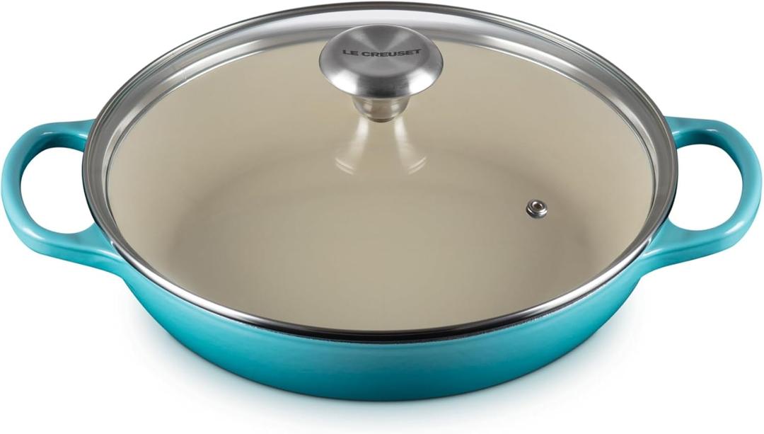 Le Creuset Enameled Cast Iron Signature Round Braiser with Glass Lid, 2.25 qt., Caribbean