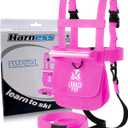 Launch Pad Toddler Ski Harness with Leash - Ski Harness for Kid w/ 7' Elasticized Leash, Easy Lift Handle & Built-in Backpack (Pink)