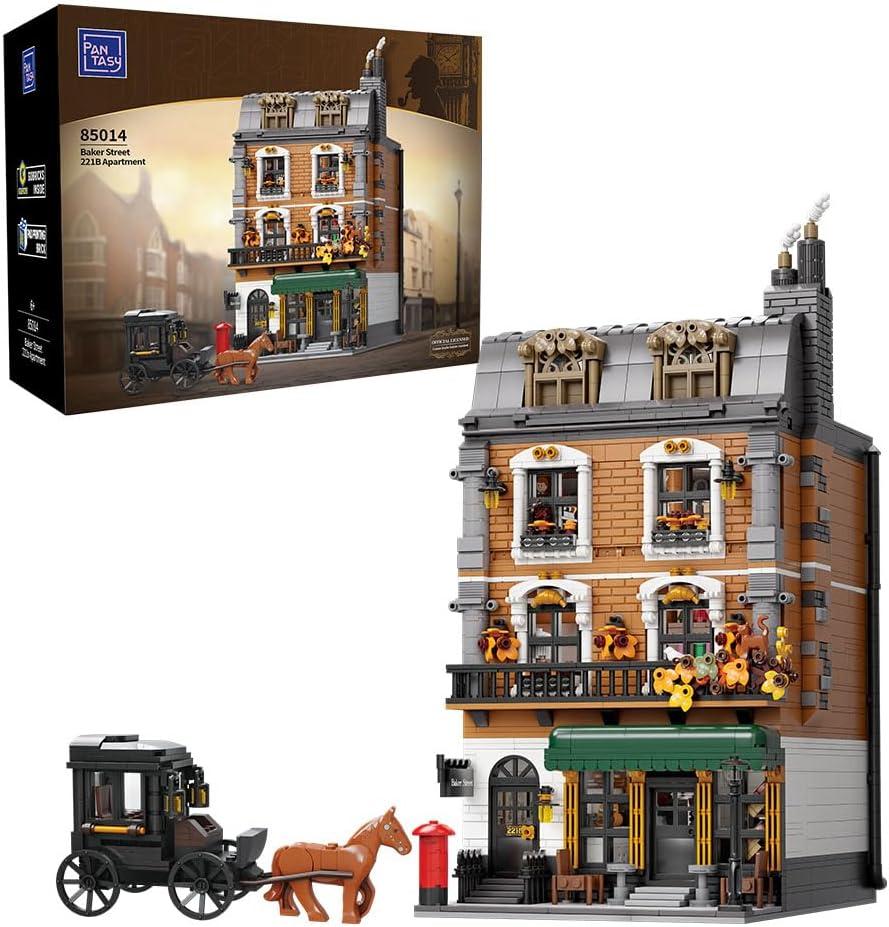 PANTASY Baker Street 221B Apartment Adult Building Block Set,Classic European Townhouse Modular Architecture Model,Collector Display Street Scene Building Toy with Detailed Interior Rooms and Figures