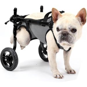 BECROWM Dog Wheelchair for Back Legs, Light Weight Dog&Cat&Pets Wheelchair Cart with Disabled Hind Legs Walking, Adjustable Doggy Wheelchair Cart with Wheels for Back Legs (Grey, Small)