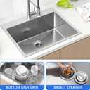 25x22 Inch Drop In Kitchen Sink, 18 Gauge 304 Stainless Steel Top Mount Single Bowl Kitchen Sink, 9 Inch Deep Small Kitchen/Bar Sink with Bottom Grid & Strainer, Brushed Finish, 25x22x9 Inch