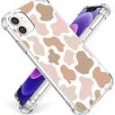 Cioroper Designed for iPhone 12(2020)/ iPhone 12 Pro(2020) 6.1inch Case, Cute Crystal Clear Protective Cover, Pink and Brown Cow Print Design [Not-Yellowing] Shockproof Slim Fit Designs for Women, Girls