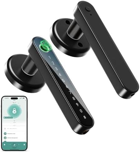 IRONZON Fingerprint Door Lock Smart Door Lock with Keypad Keyless Entry Door Lock with Handle for Home Hotel Office Apartment Bedroom
