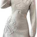 GORGLITTER Women's Floral Sweater Dress Long Sleeve Crew Neck A Line Fall Winter Knit Mini Dresses 2025 (Medium)